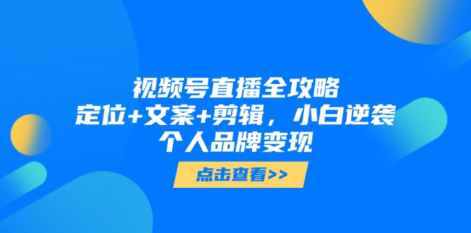 （14819期）微信视频号直播间攻略大全，精准定位 创意文案 视频剪辑，新手逆转个人ip转现